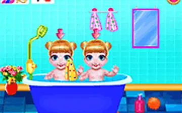 Twins Lovely Bathing Time