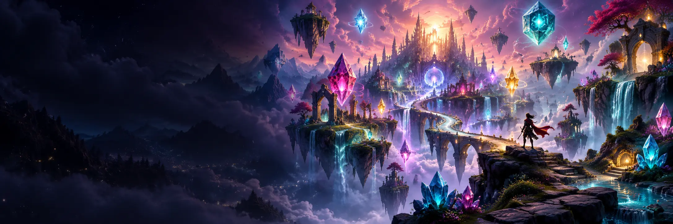 Colorful crystal landscape inspired by puzzle and arcade games